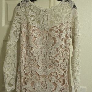 Tadashi Shoji Cream Long Sleeve Bodycon Dress